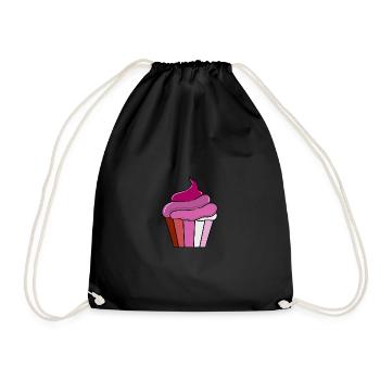 Lesbian Cupcake Lesbian Gift - Drawstring Bag - black - Front