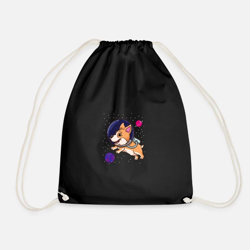 Bisexual Corgi in Space Bisexual Pride - Drawstring Bag - black