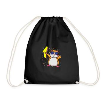 1 Year Old Dabbing Hamster Birthday - Drawstring Bag - black - Front