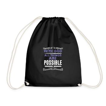 Bible God Everything Possible - Drawstring Bag - black - Front