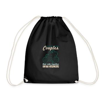 motorcycle pairs saying biker - Drawstring Bag - black - Front