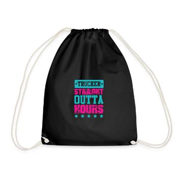 trucker straight outta - Drawstring Bag - black - Front