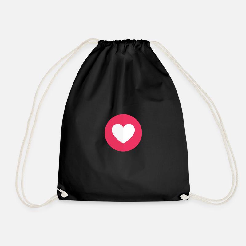 facebook heart - Drawstring Bag - black