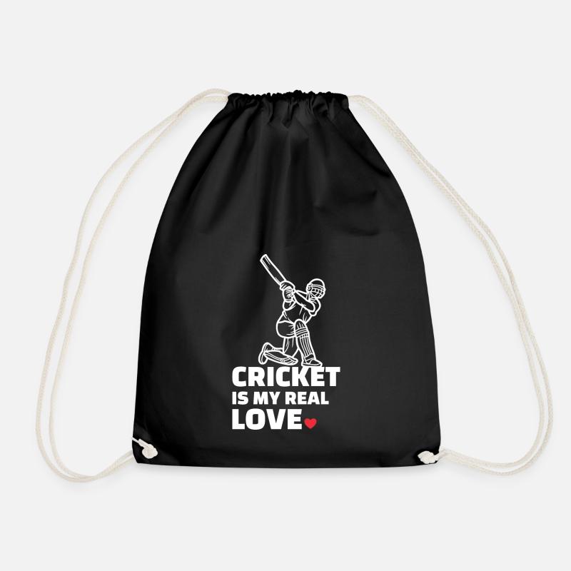 I love cricket for all cricketers - Drawstring Bag - black