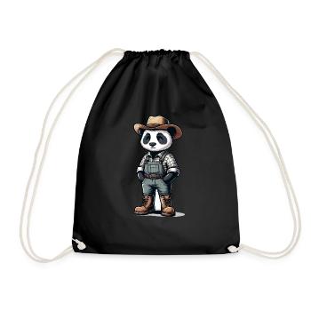 Cute Panda Farmer - Turnbeutel - Schwarz - Vorne