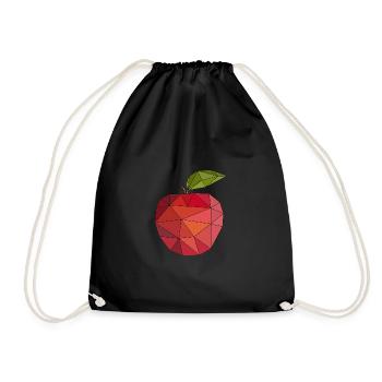 Apfel Obst Apfelpflücker pflücken Gesund Vegan - Turnbeutel - Schwarz - Vorne