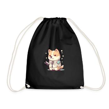 Japanese dog Shiba Inu doctor scientist - Drawstring Bag - black - Front