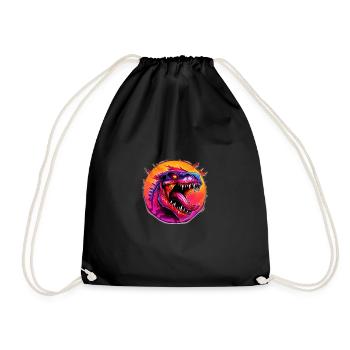 Dino T-Rex Design Comic - Drawstring Bag - black - Front