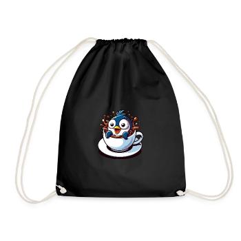 Funny Penguin Coffee Caffeine Lover - Drawstring Bag - black - Front