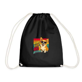 Corgi Attitude : Petites Pattes, Grand Caractère - Sac de sport léger - noir - Devant
