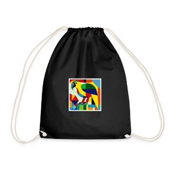 Parrot as art on the T-shirt - Drawstring Bag - black - Front