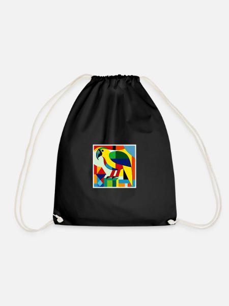 Perroquet comme art sur le T-shirt - Sac de sport léger - noir
