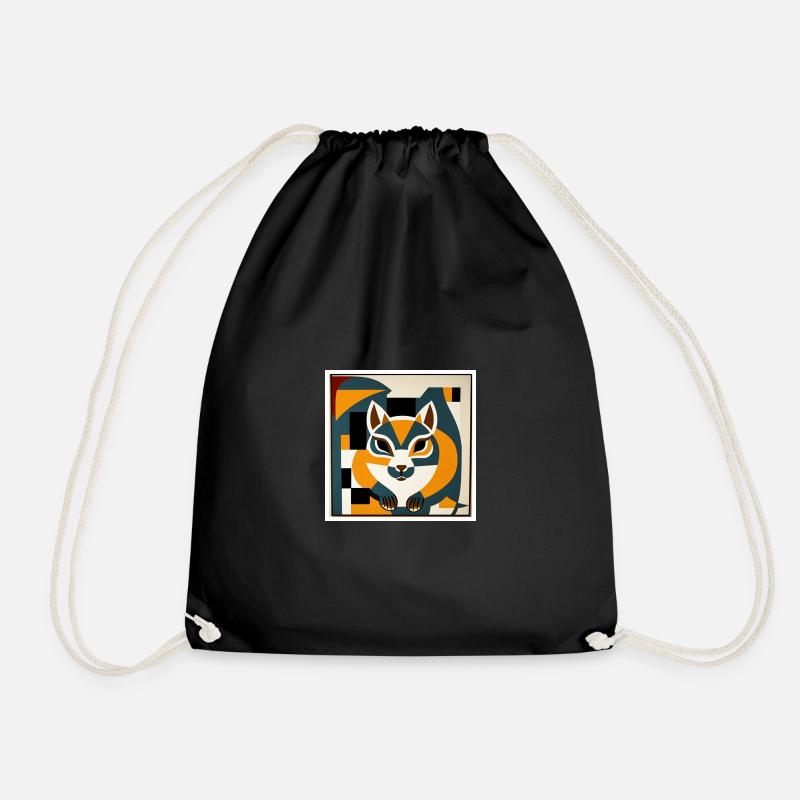 Squirrel as art on a T-shirt - Drawstring Bag - black