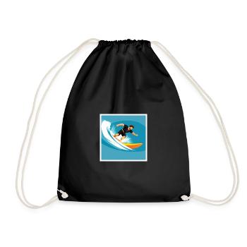 Homme surfant sur la mer - Sac de sport léger - noir - Devant
