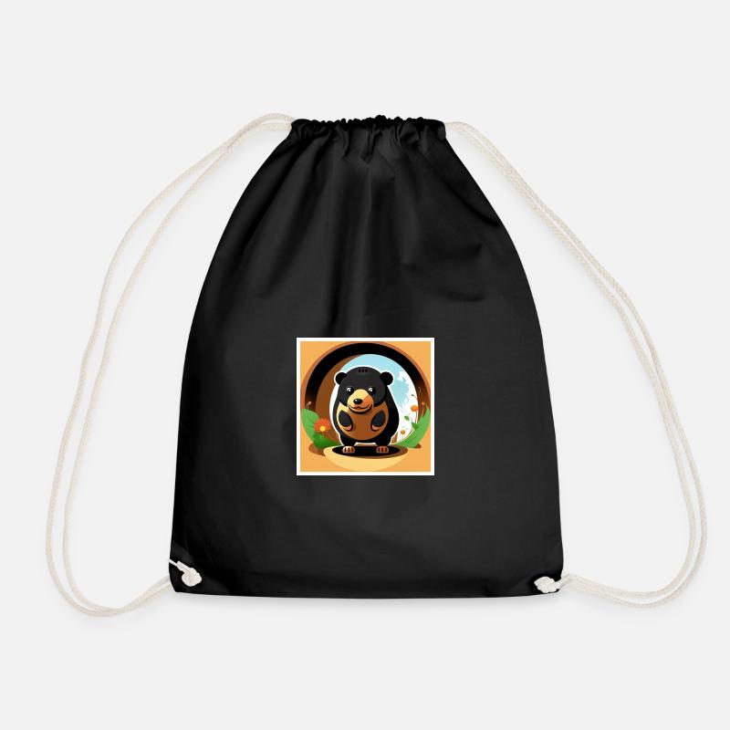 A mole stands in front of his den - Drawstring Bag - black