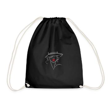 FEMME levres rouges chapeau - Sac de sport léger - noir - Devant