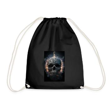 Skull And Bones Baptised In Flames II - Drawstring Bag - black - Front