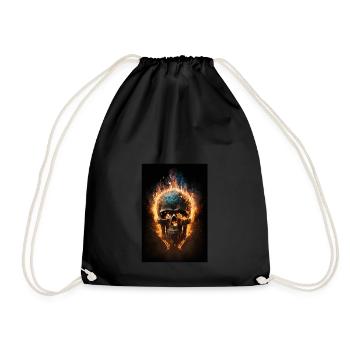 Skull And Bones Baptised In Flames III - Drawstring Bag - black - Front