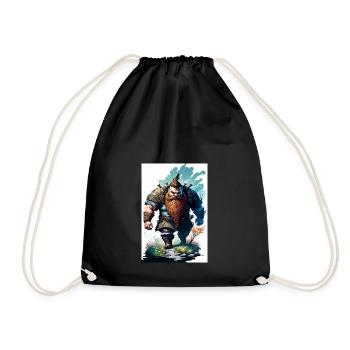 Imposing Dwarf On Patrol Watercolor - Drawstring Bag - black - Front