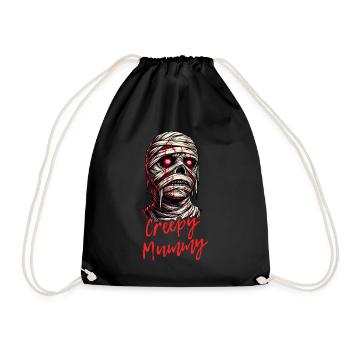 Happy Halloween Creepy Mummy Graphic Design - Drawstring Bag - black - Front