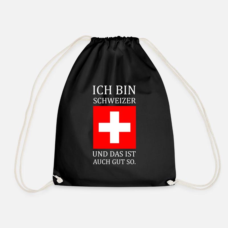 Schweiz/Schweizer - Turnbeutel - Schwarz