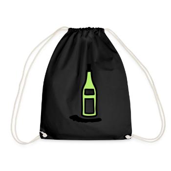 Flasche Weinflasche - V2 - Turnbeutel - Schwarz - Vorne
