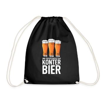 JGA Bier Biermarke Beer Fusion Bauch Spruch Lustig - Turnbeutel - Schwarz - Vorne