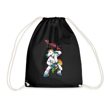 Niedliches Taekwondo Einhorn - Lustige TKD - Turnbeutel - Schwarz - Vorne