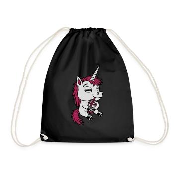 Boba Tee trinkendes Einhorn - Turnbeutel - Schwarz - Vorne