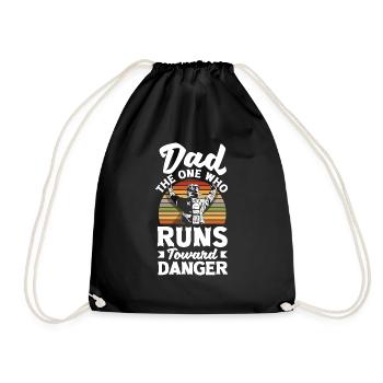 Papa celui qui court vers le danger Pompiers - Sac de sport léger - noir - Devant