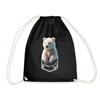 Ours polaire Ours polaire dans la poche de poitrine Poche Chemise Pocket - Sac de sport léger - noir - Devant