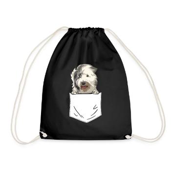 Old English Sheepdog Sheepie Bobtail - Drawstring Bag - black - Front