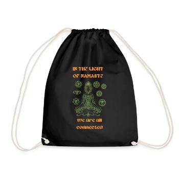 "Namaste" in elegant typography, yoga T-Shirt - Drawstring Bag - black - Front