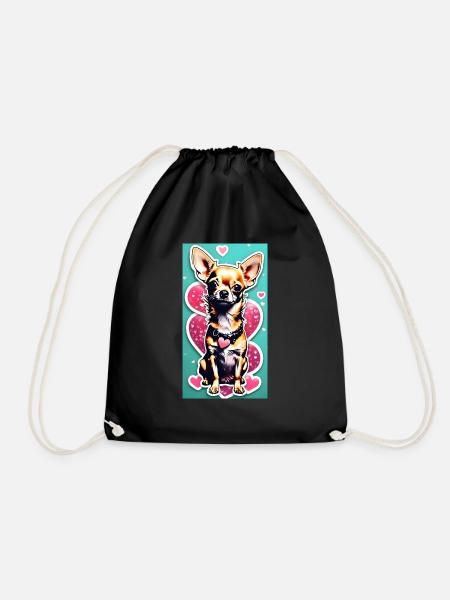 Chihuahua dog - Drawstring Bag - black