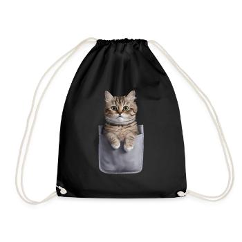 Ragdoll-Katze in der Tasche Geschenk - Turnbeutel - Schwarz - Vorne