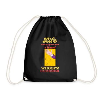 Funny Sarcastic Life Gives You a Hand Dark Humor - Drawstring Bag - black - Front