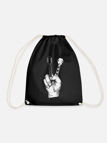 Gitarre Peace Rock Gitarrist Bassist Hippie - Turnbeutel - Schwarz