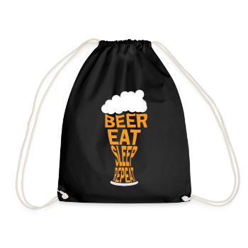 Beer Eat Sleep Repeat Design als Bierglas - Turnbeutel - Schwarz - Vorne