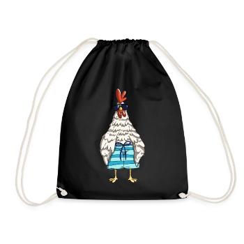 Lustiger Hahn Hühner und Huhn Design Chef im Stall - Turnbeutel - Schwarz - Vorne