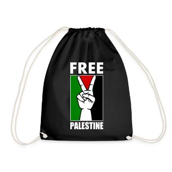 Free palestine Peace sign victory sign hand - Drawstring Bag - black - Front