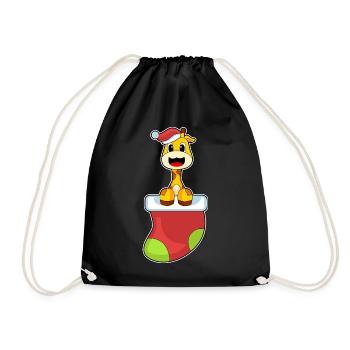 Giraffe Weihnachten Weihnachtssocke - Turnbeutel - Schwarz - Vorne