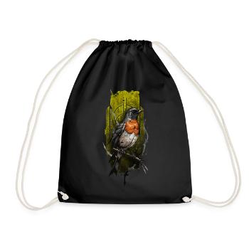 Merle d’Europe (Erithacus rubecula) - Sac de sport léger - noir - Devant