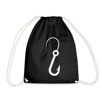 Fishing hook fishing latin - Drawstring Bag - black - Front