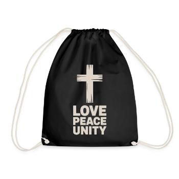 Liebe Frieden Einheit Christlich Kreuz - Turnbeutel - Schwarz - Vorne