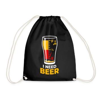 Ich brauche Bier Tankanzeige - I Need Beer - Turnbeutel - Schwarz - Vorne