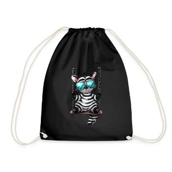 Süßes Zebra auf der Schaukel Coole Sonnenbrille - Turnbeutel - Schwarz - Vorne