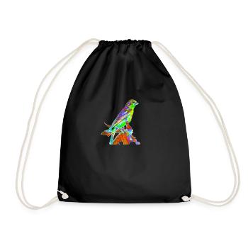 Colorful Bird, T-shirt, Gift, BirthdayA734003 - Drawstring Bag - black - Front