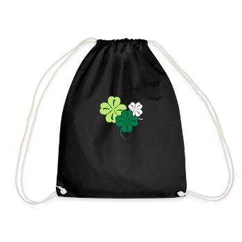 Glücks Kleeblatt - Geschenk zum Geburtstag - Turnbeutel - Schwarz - Vorne