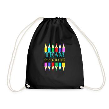Team 2nd Second Grade Squad Teacher Back To School - Drawstring Bag - black - Front