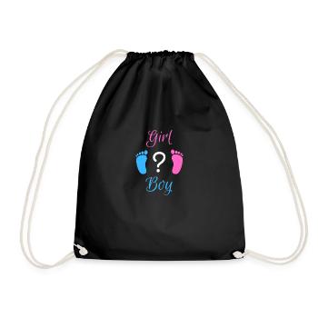 Girl or Boy - Gender reveal - Baby shower - Drawstring Bag - black - Front
